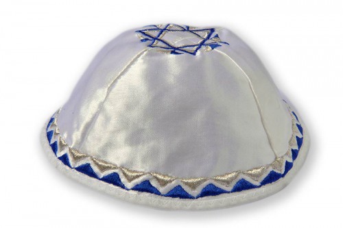 Embroidered satin Kippot 206