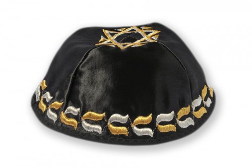 Embroidered satin Kippot 208